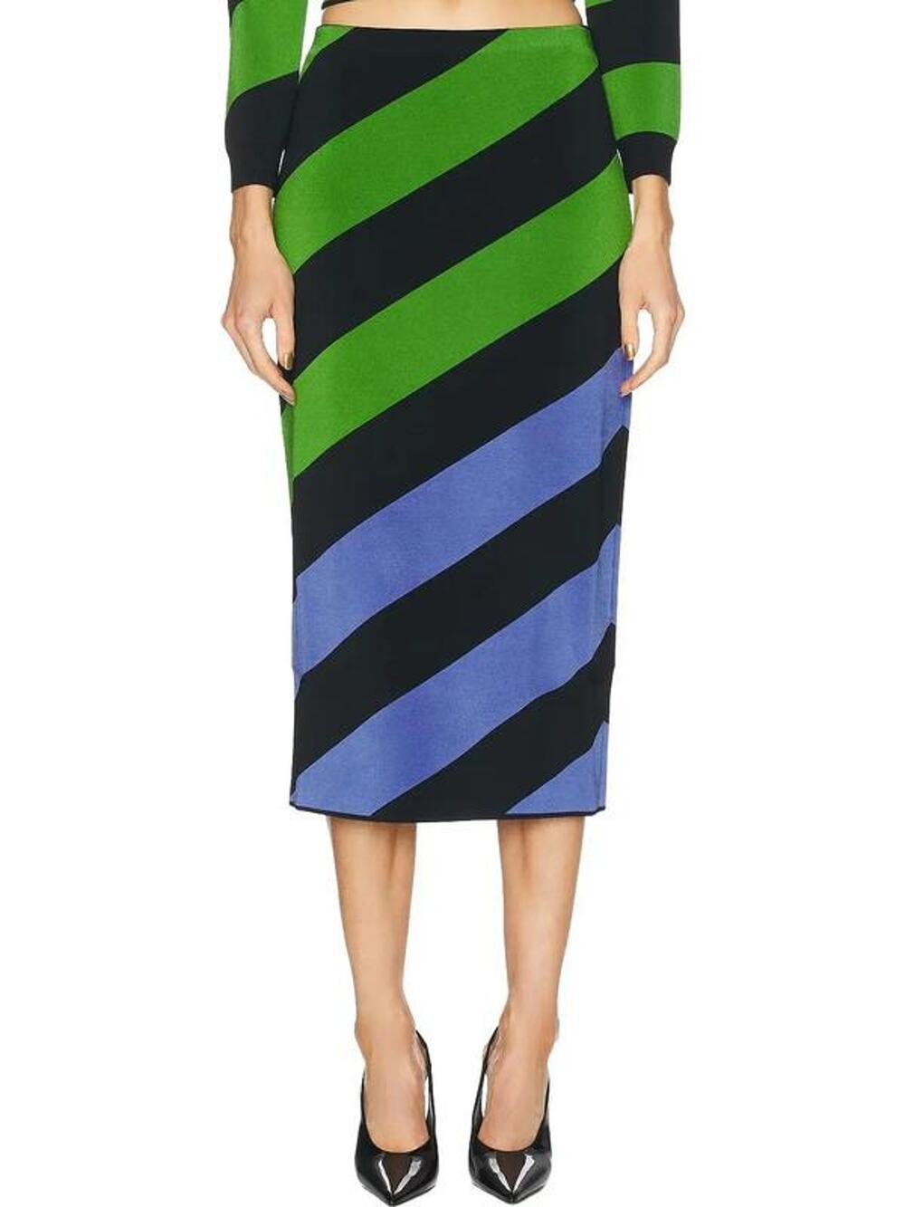 Carolina Herrera Knit Pencil Skirt in Lawn Green Multi XS